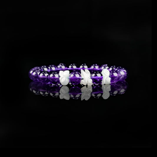 Amethyst Beaded Bracelet | Triad Blessing for Calm & Spiritual Growth