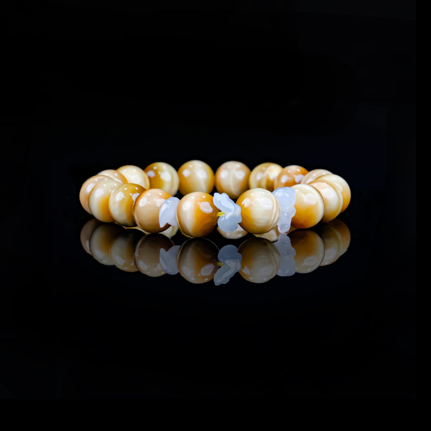 Golden Tiger Eye Beaded Bracelet | Triad Blessing for Courage & Prosperity