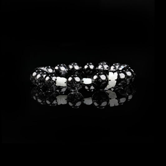 Black Rutilated Quartz Beaded Bracelet | Triad Blessing for Protection & Energy Purification